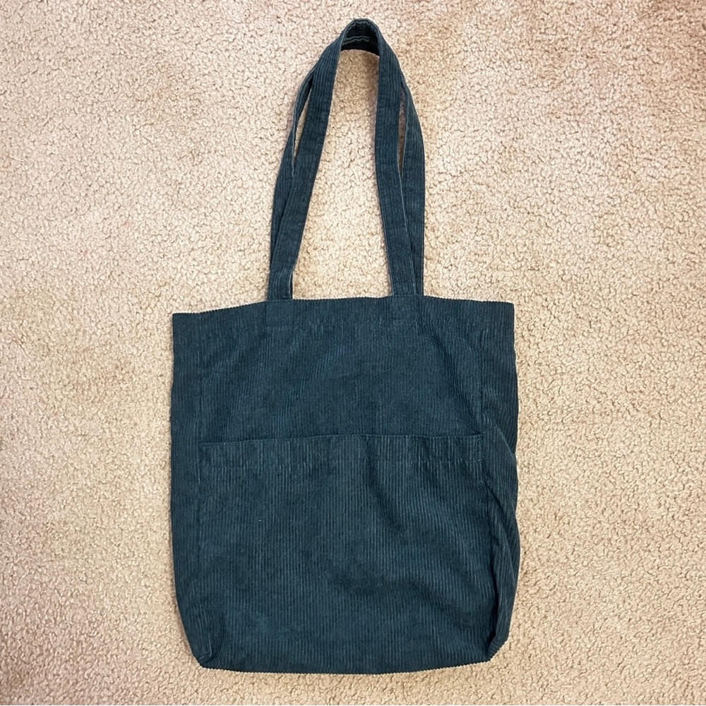 Green Corduroy Tote Bag